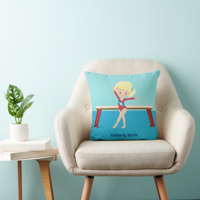 Coussin Gymnastique mignonne fille Blonde personnalisée Gy (Chaise)