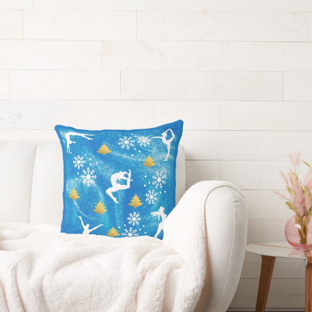 Coussin Gymnastique Noël bleu étincelle Motif blanc (Canapé)