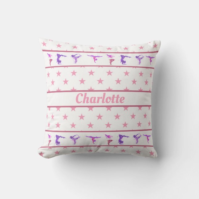 Coussin Gymnastique Nom Gymnaste Pink Stars (Recto)