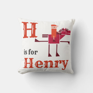 Coussin H est pour Henri bébé garçon 