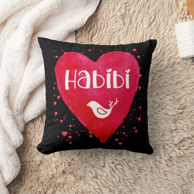 Coussin Habibi, coeur, mon amour, parent arabe, ami (Couverture)