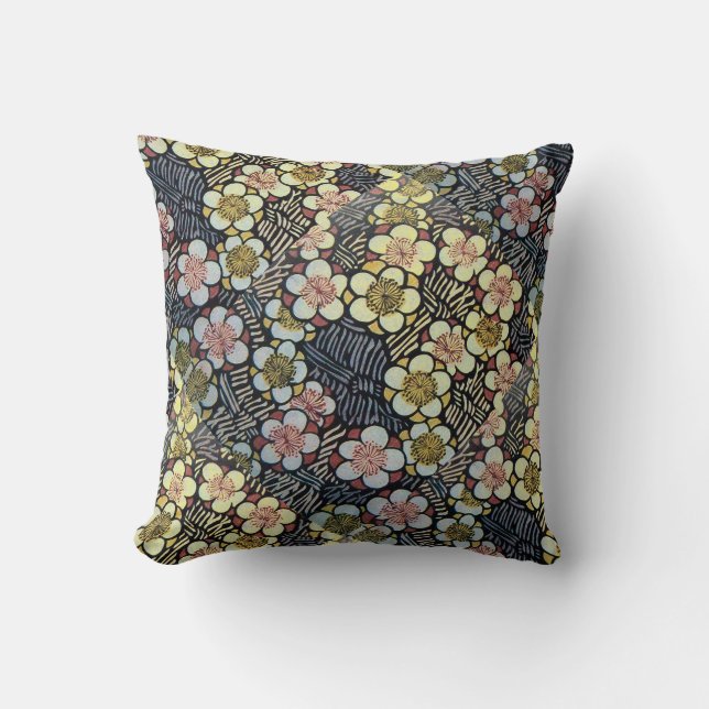COUSSIN HAIKU/ FLEURS DE PRINTEMPS JAUNE ROSE BLANC NOIR (Recto)