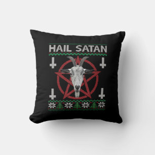 Coussin Hail Satan Tête de chèvre Pentagram Funny Satanic 