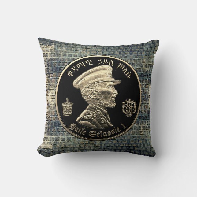 Coussin Haile Selassie - HIM - Jah Rastafari - Pillow (Recto)
