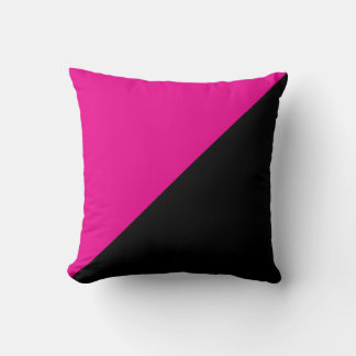 Coussin Half Hot Pink and Black Diagonal Colorblock
