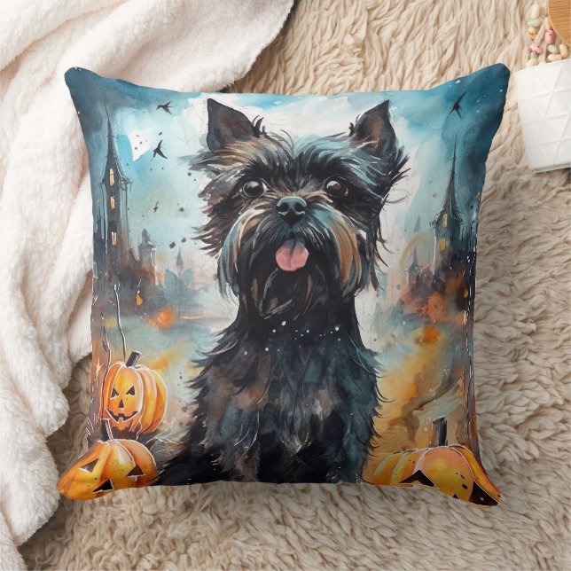 Coussin Halloween Affenpinscher avec la peur Citrouille (Couverture)