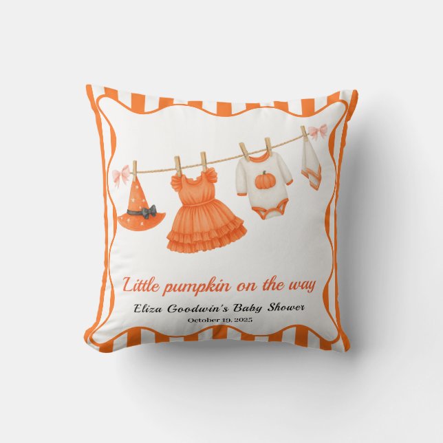 Coussin Halloween Baby shower Girl | Petit Citrouille de s (Recto)