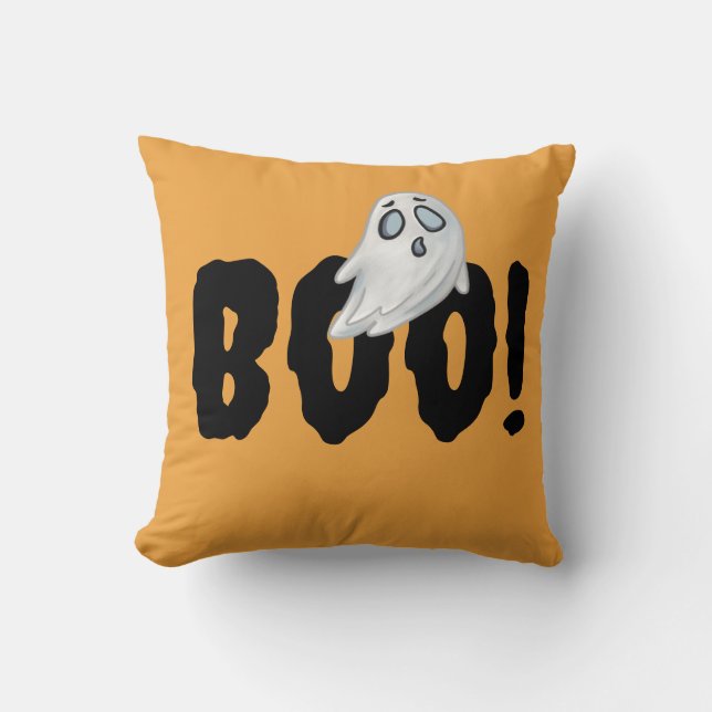 Coussin Halloween Boo Ghost Coussin, Orange Halloween Thèm (Recto)