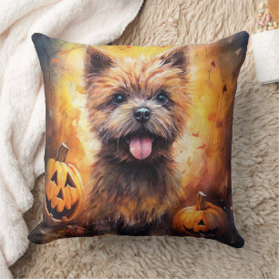 Coussin Halloween Cairn Terrier Avec La Peur Citrouille