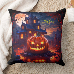 Coussin Halloween Citrouille Déplaisant Haunted Maison Ful