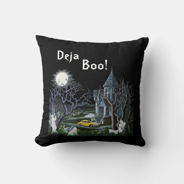 Coussin Halloween, coussin, a hanté, manoir, fantômes, (Recto)