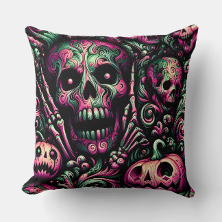 Coussin HALLOWEEN ~ CRÂNES ~ Dents effrayantes, citrouille