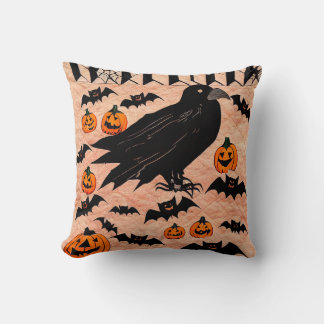 Coussin Halloween Crow Citrouilles et chauves-souris par k