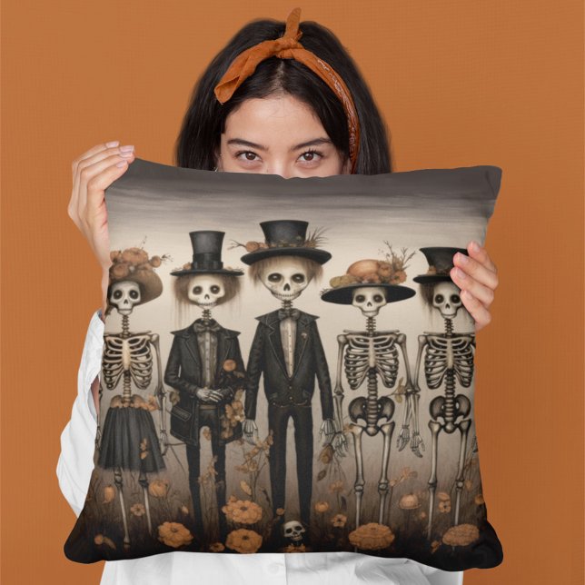 Coussin Halloween déplaisant de la famille de squelettes (Créateur téléchargé)