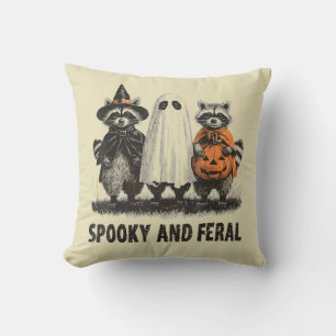 Coussin Halloween éffrayant Et Feral Cute Ghost Raccoon