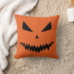 Coussin Halloween effrayant Jack OLantern noir visage oran