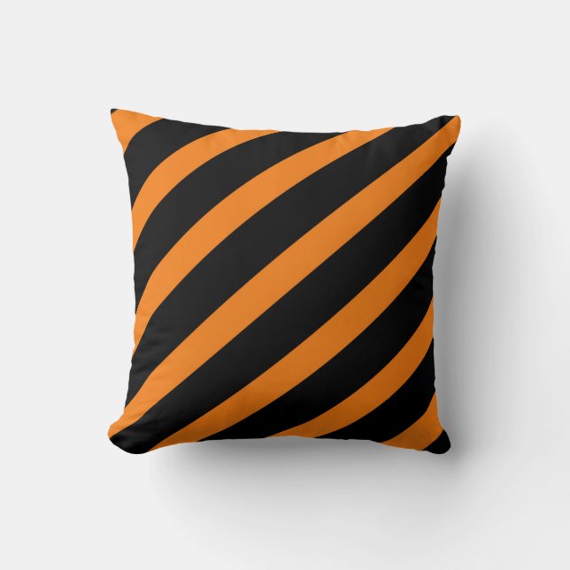Coussin Halloween en noir et orange rayé (Recto)
