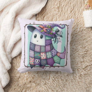 Coussin Halloween Fantôme de Patchwork violet - Décor Éffr