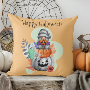 Coussin Halloween Gnome Et Feuilles D'Automne