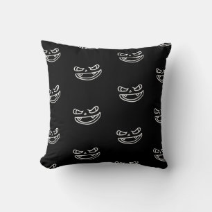 Coussin Halloween Jack-o'-lantern noir et blanc en colère