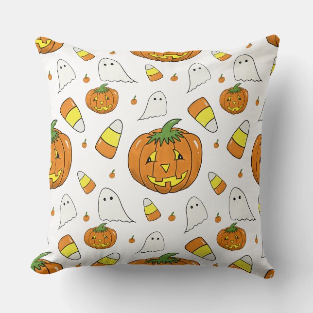 Coussin Halloween Jack-O'-Lantern Throw Pillow (Recto)