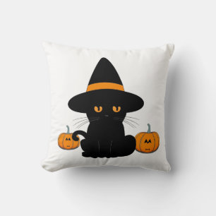 Coussin Halloween mignonette Cartoon amis, Chat bébé noir