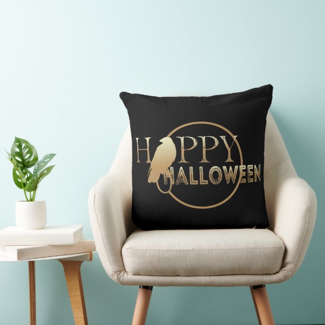 Coussin Halloween moderne blanc et or chic Adulte heureux  (Chaise)