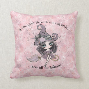 Coussin Halloween moderne mignonne fille rose étincelle