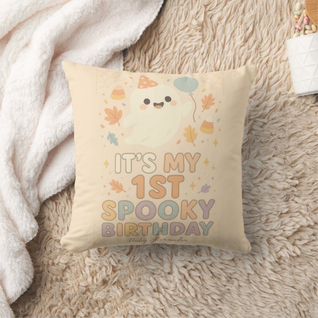 Coussin Halloween personnalisé Éffrayant 1er anniversaire (Couverture)