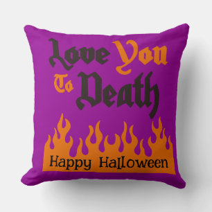 Coussin Halloween personnalisées Whimsical Funny Purple Lo