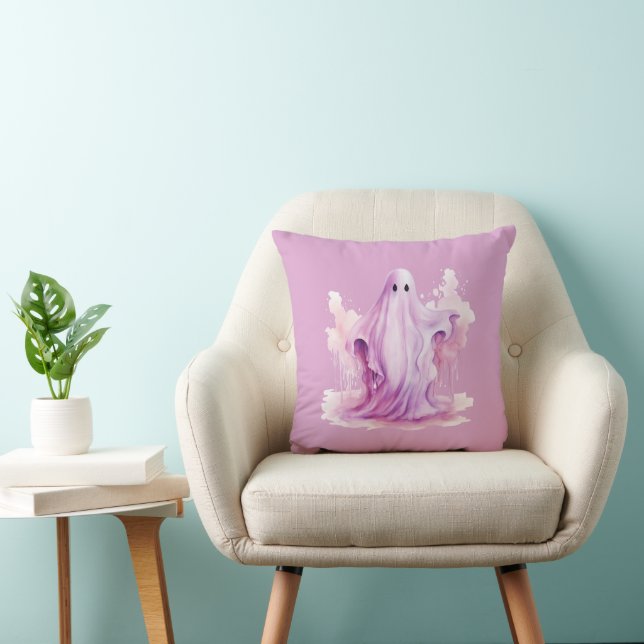 Coussin Halloween rose déplaisante et Éffrayante (Chaise)