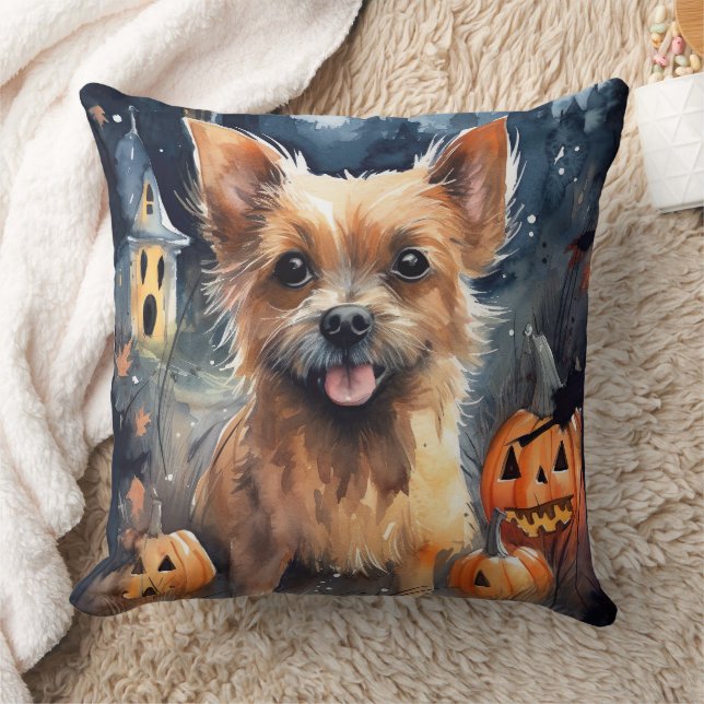 Coussin Halloween Terrier Australien Avec Peur Citrouille (Couverture)