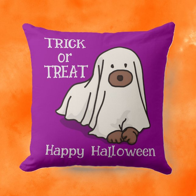 Coussin Halloween Whimsical Personnalisé Drôle Chien Purpl (Créateur téléchargé)