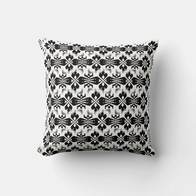 Coussin Hälsingemönster - Pillow - Schablon Ornament Black (Recto)