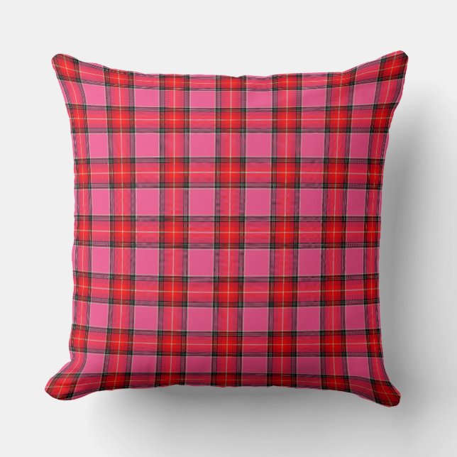 Coussin HAMbyWG - Pilote 20" - Plaid rouge rose (Recto)