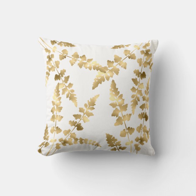 Coussin Hamptons à deux côtés de la feuille d'or blanche (Recto)