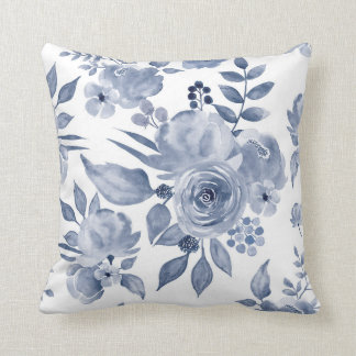 Coussin Hamptons Style Floral Cushion Navy Bleu