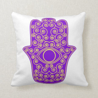 Coussin Hamsa-Main jaune pourpre de Miriam-Main de Fatima