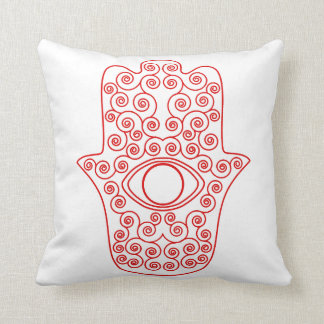 Coussin Hamsa-Main rouge d'ensemble de Miriam-Main de