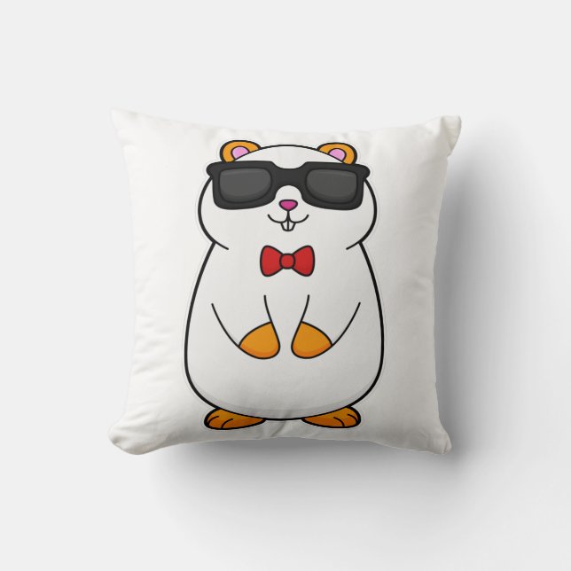 Coussin Hamster avec lunettes de soleil et cravate à mâcho (Recto)