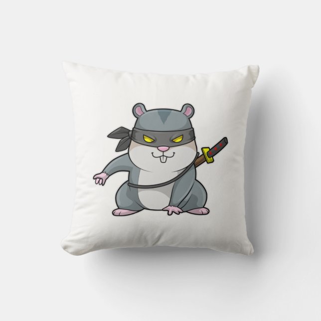 Coussin Hamster comme Ninja dans les arts martiaux avec ép (Recto)