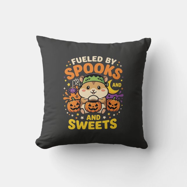 Coussin Hamster d'Halloween alimenté par les fantômes et l (Recto)