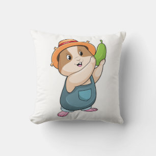 Coussin Hamster en fermier avec des courgettes