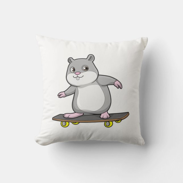 Coussin Hamster en patinage avec skateboard (Recto)