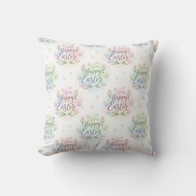 Coussin Hand-Lettered Happy Easter Watercolor (Recto)