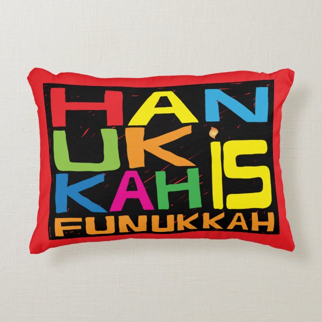 Coussin Hanoukka "Hanoukka is Funukkah" (Devant)