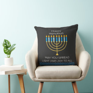 Coussin Hanukkah Joyeux Funny Cute Bleu Chanukah Unique