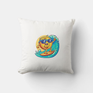 Coussin Happy Bitcoin Wearing Sunglasses Surfing a Blockch
