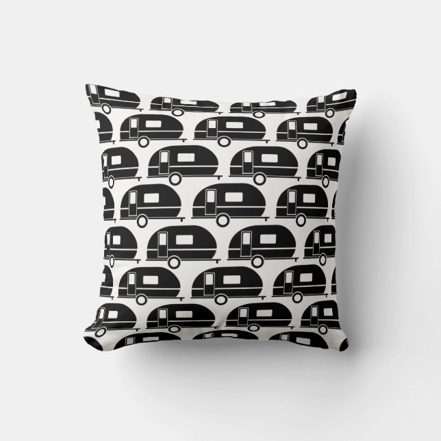 Coussin Happy Camper| Décoration moderne en camping Blanc  (Recto)