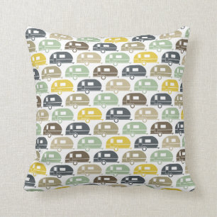 Coussin Happy Camper  Moderne déco Camper Retro Blues